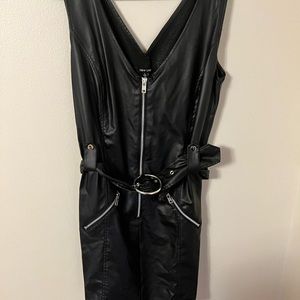 Leather zip up body dress.